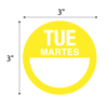 Nevs Dissolvable DaySpots - Tuesday/Martes 3" circle White w/Yellow DDOT-TS3W